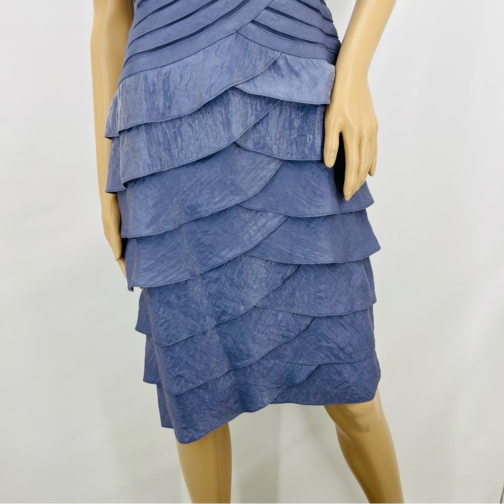 Adrianna Papell Blue Gray Metallic Ruffle Dress - Picture 3 of 15
